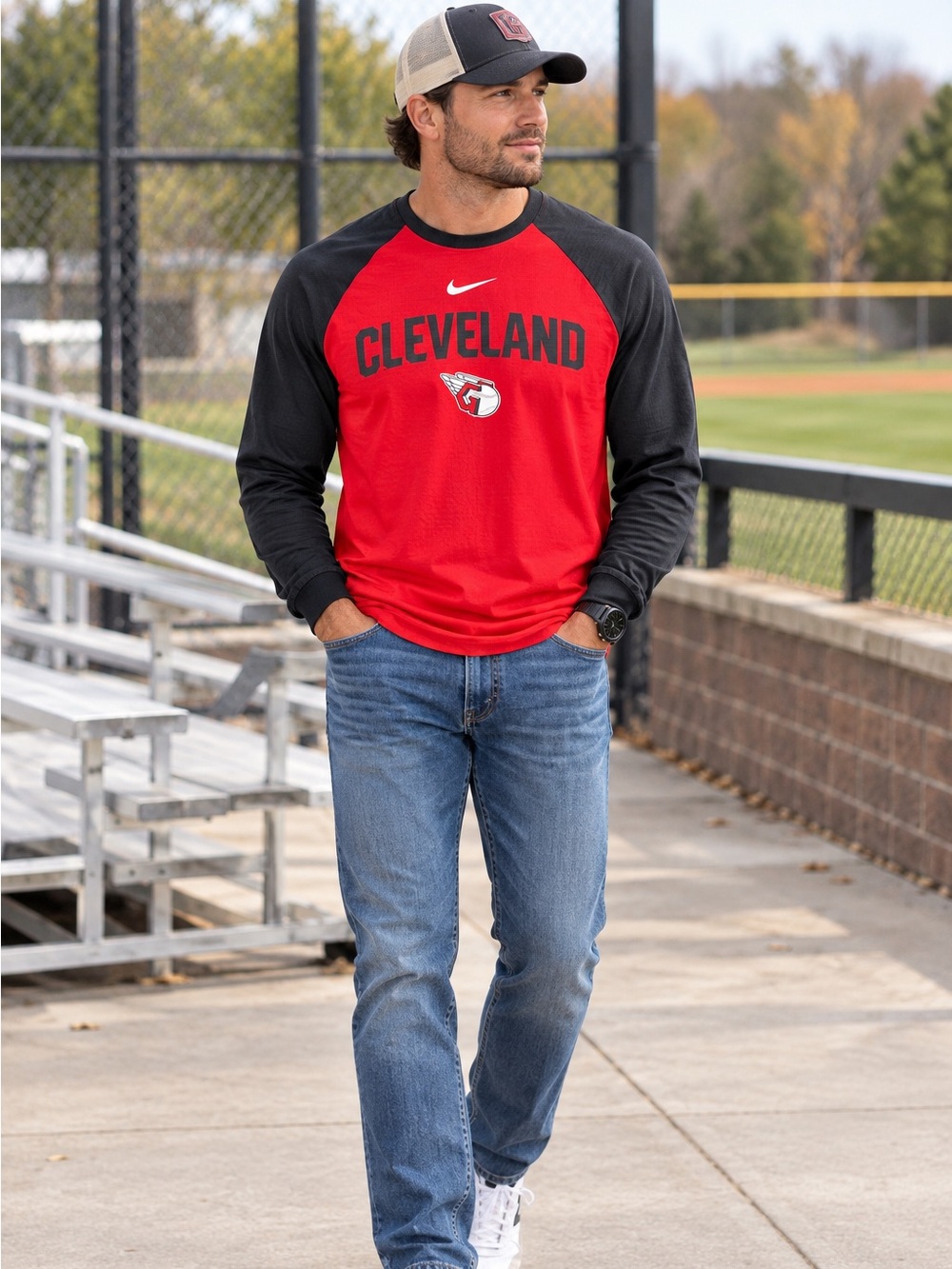 Cleveland Guardians Nike MLB Authentic Dri-Fit Long Sleeve Shirt Men's Medium